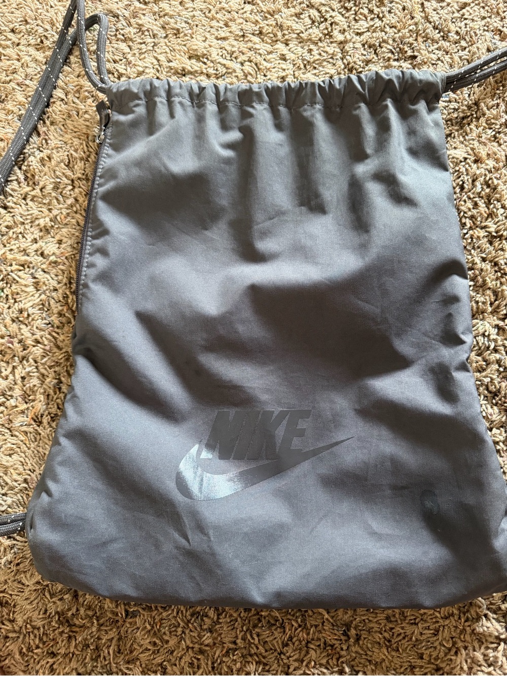 Nike Charcoal Gray Drawstring Gym Sack